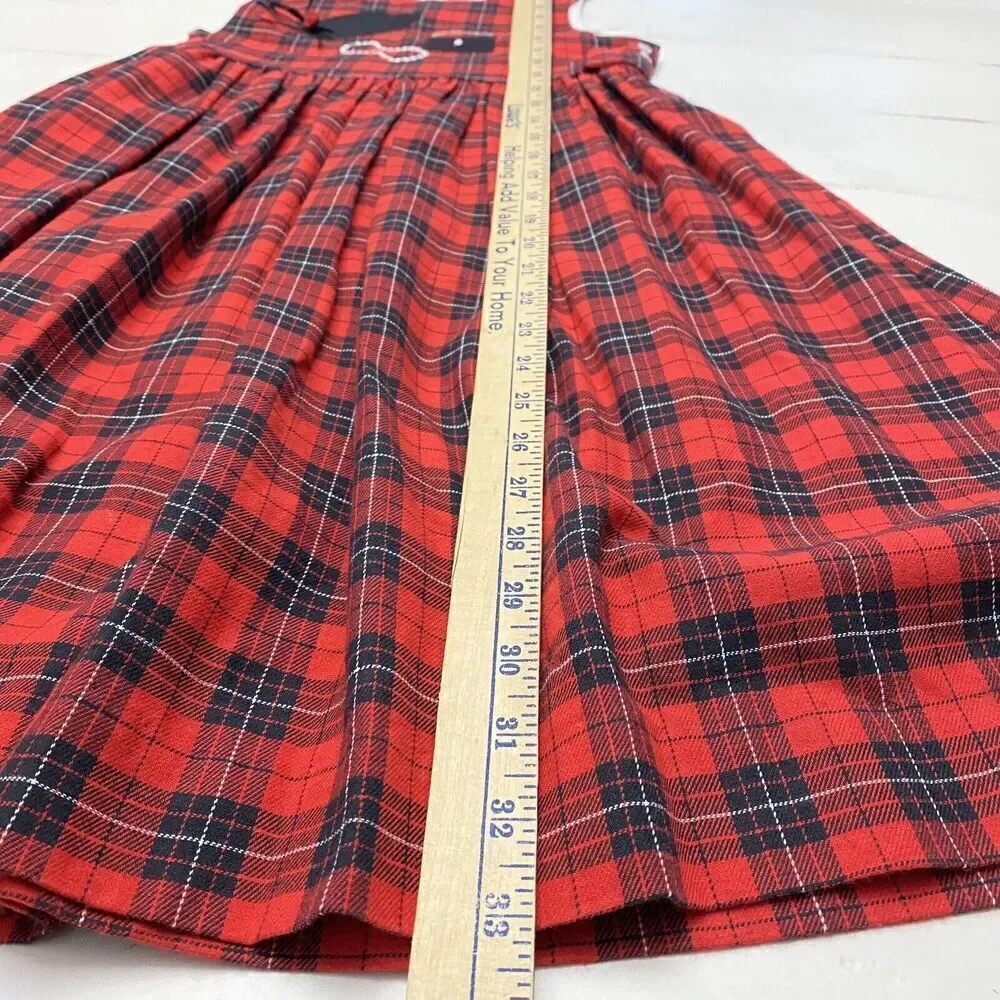 Bailey Boys Classic Heirloom Applique Dress Red Black Tartan Girls 6X Hat Purse
